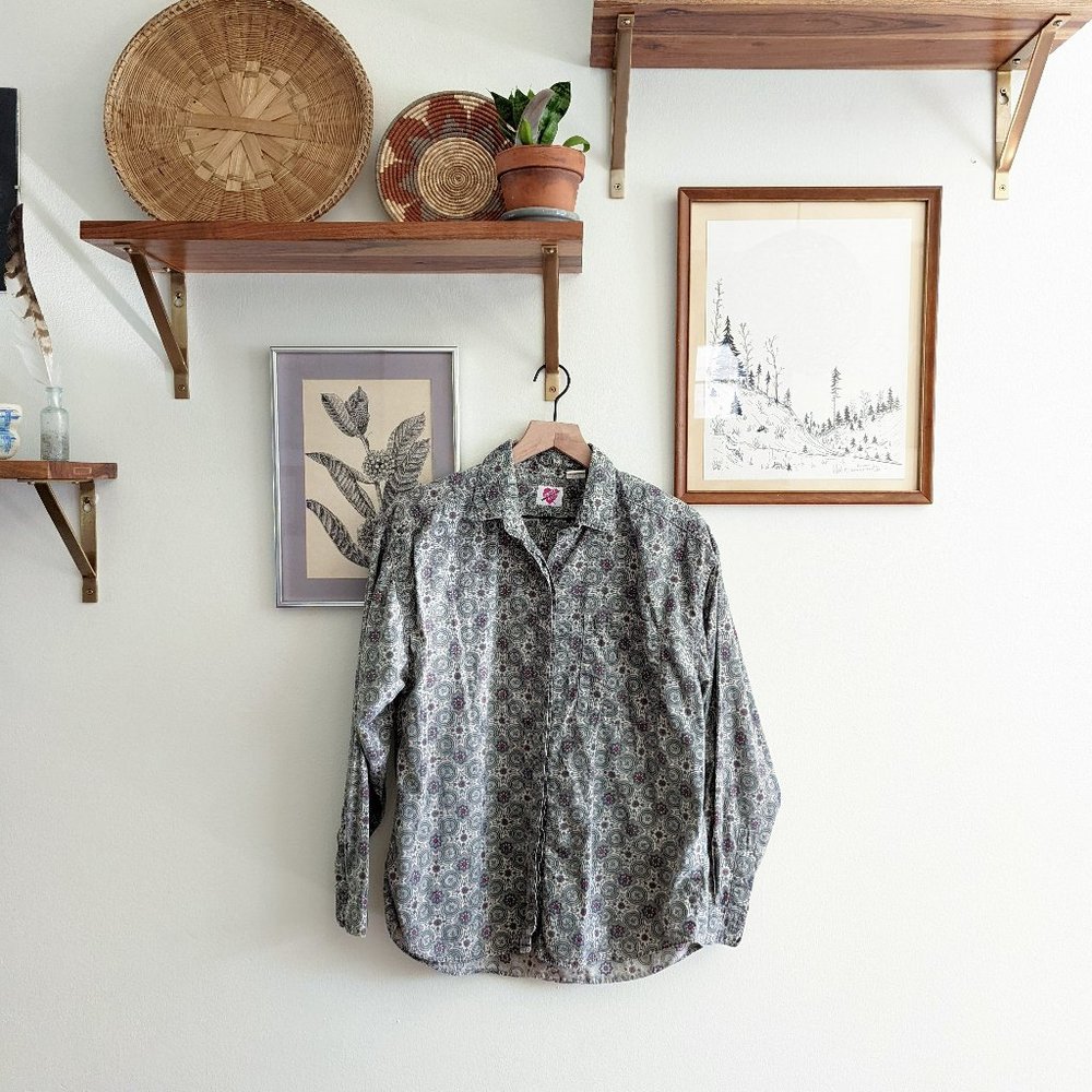 90s vintage medallion print Indian cotton longsleeve button down